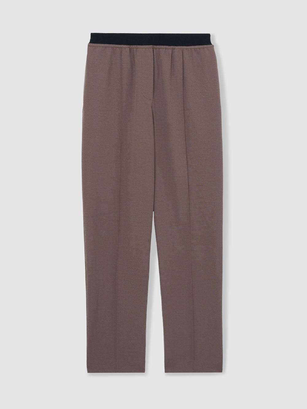 Reiss Elasticated-Waistband Tapered Trousers In Mink Neutral
