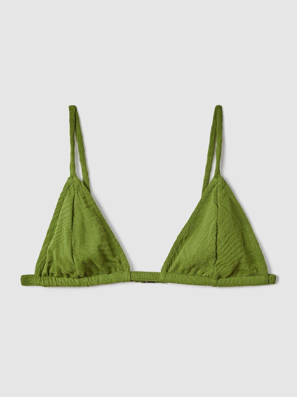 Reiss Fella Swim Julian Triangle Bikini Top In Fern Green