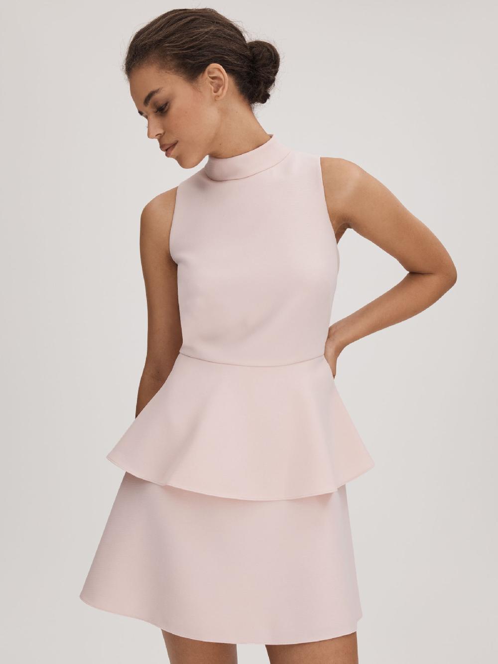 Reiss Florere Pale Pink Florere Pale Pink Tiered Mini Dress