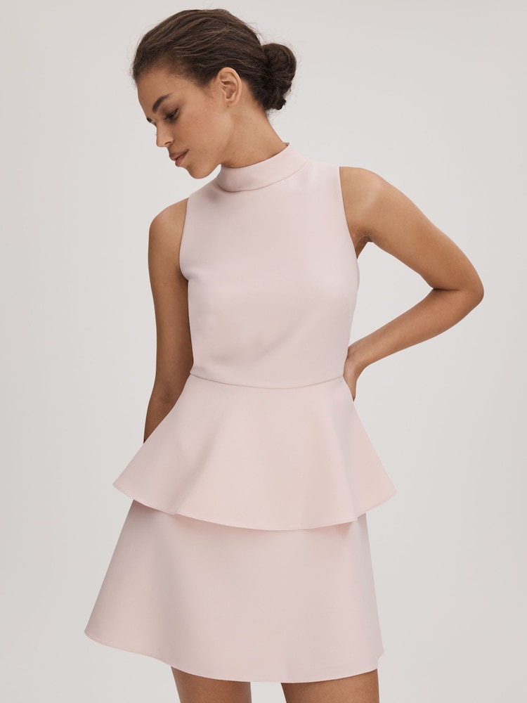 reiss Florere Pale Pink Florere Pale Pink Tiered Mini Dress