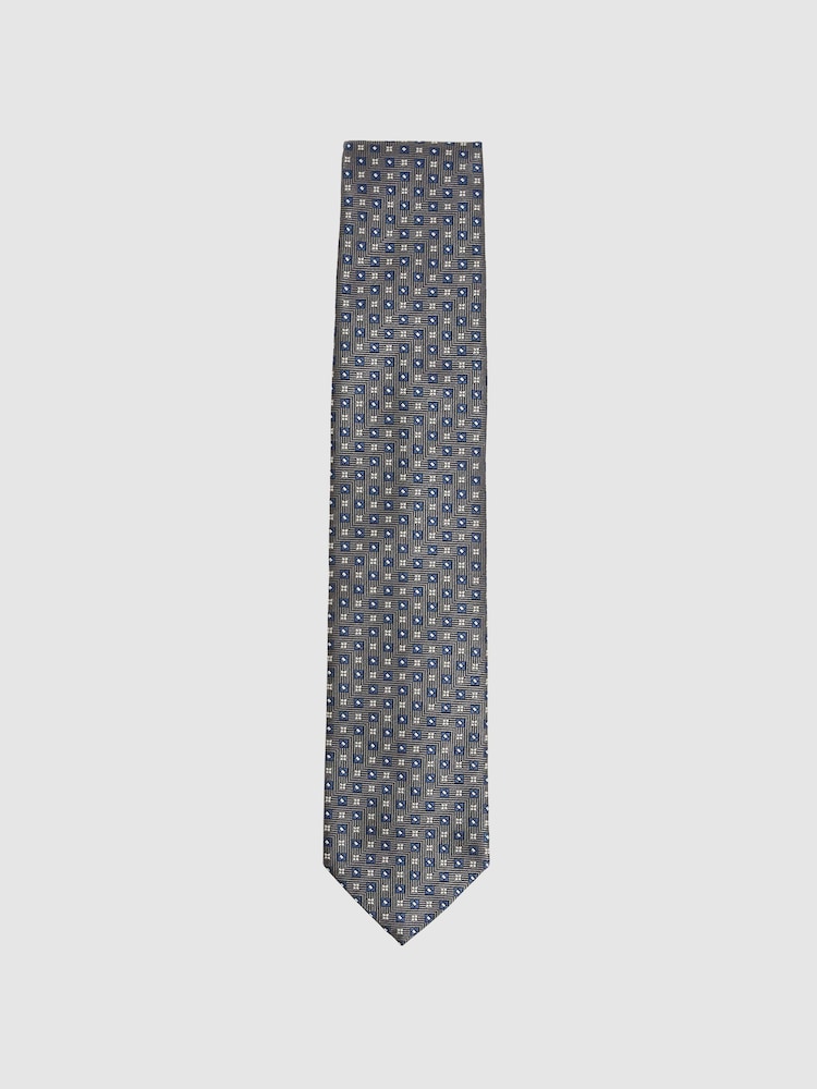 reiss Foulard Silk Blend Floral Print Tie in Charcoal