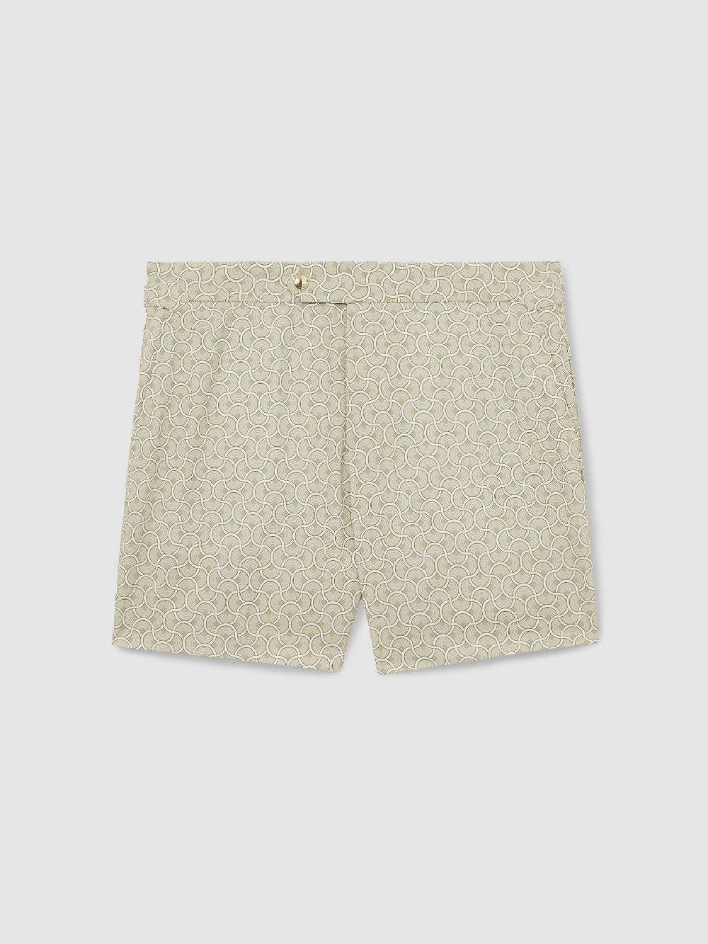 Reiss Geometric Print Swim Shorts In Pistachio Green