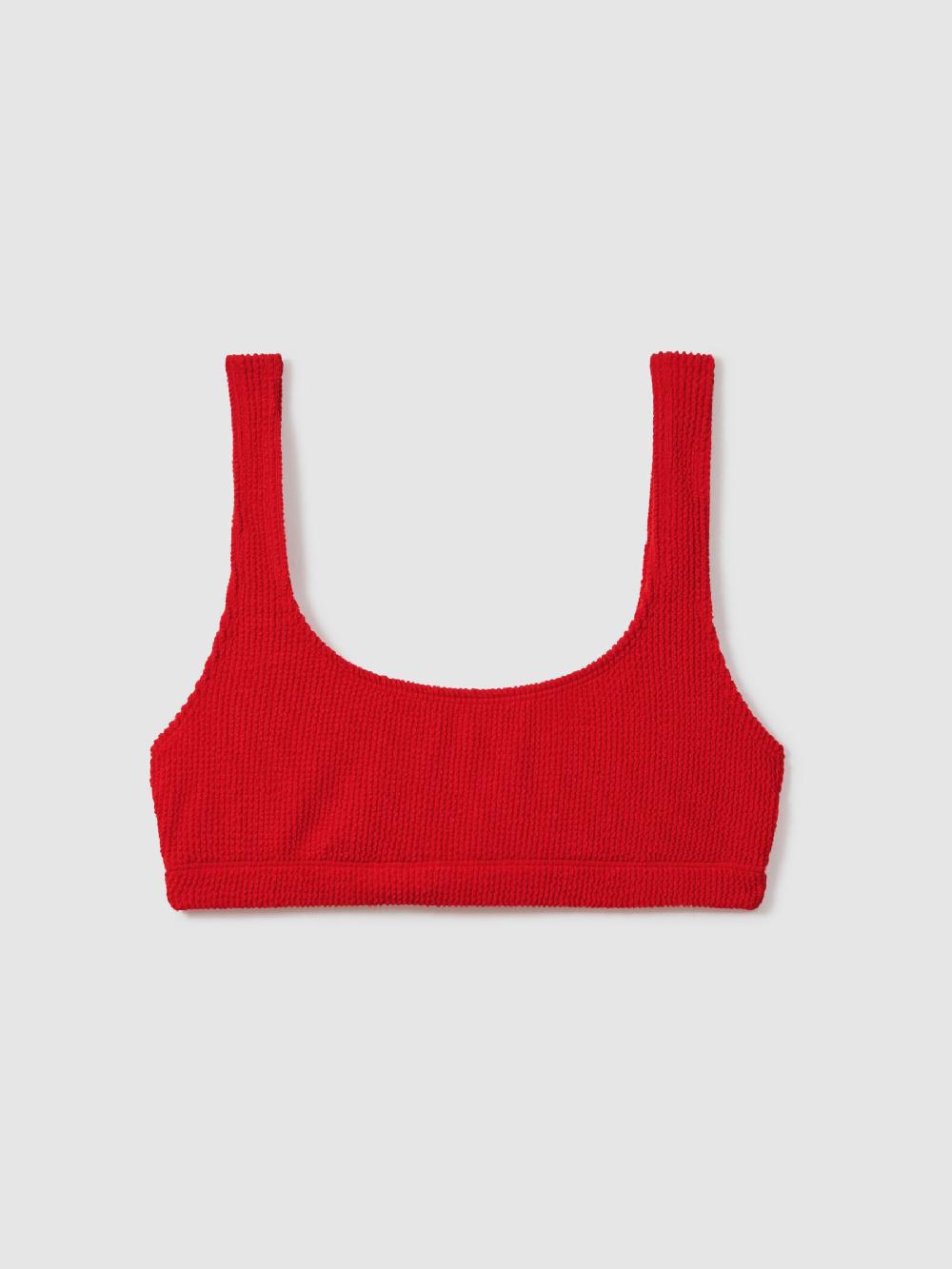 Reiss Good American Always Fits Textured Bikini Bottoms In Bright Red