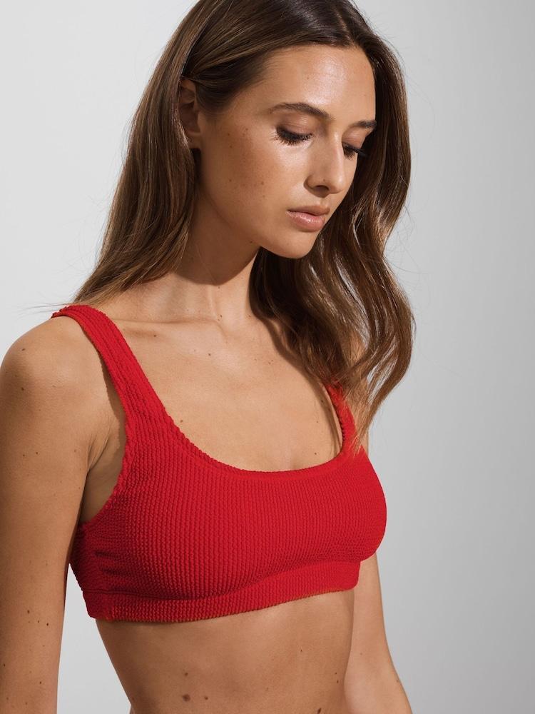 reiss Good American Always Fits Textured Bikini Top in Bright Red