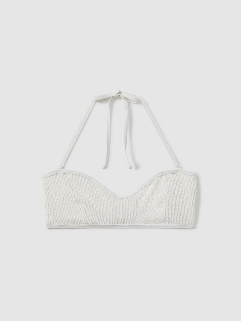 Reiss Good American Always Fits Textured Halter Neck Bikini Top In Cloud White