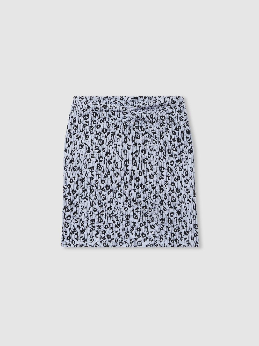 Reiss Good American Always Fits Textured Leopard Print Mini Skirt In Blue Print
