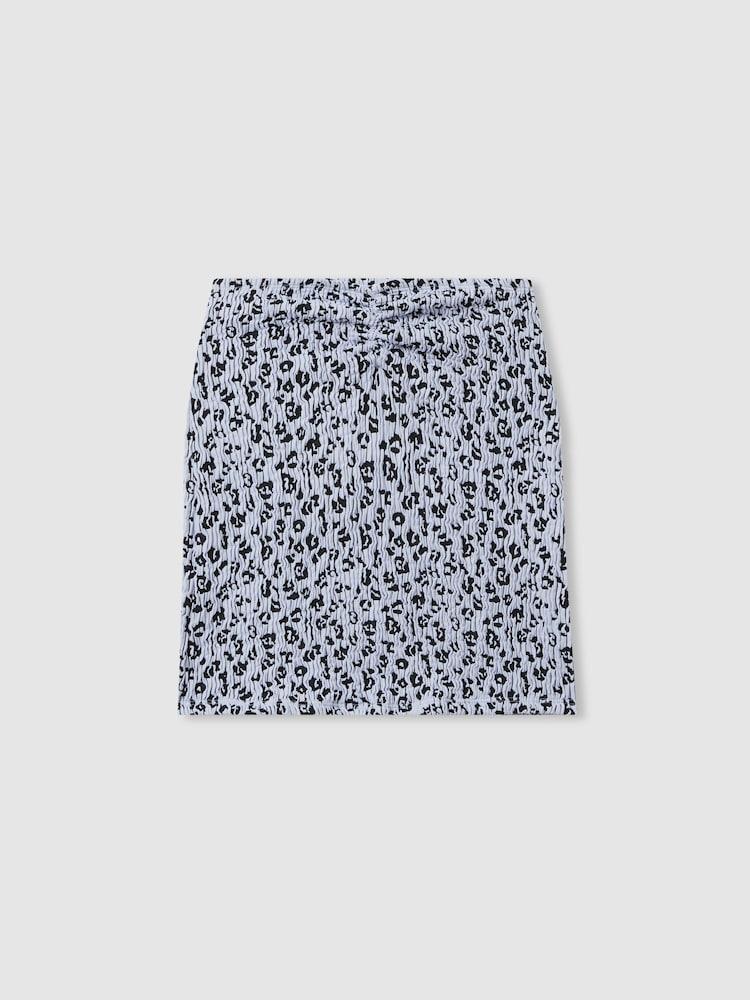reiss Good American Always Fits Textured Leopard Print Mini Skirt in Blue Print