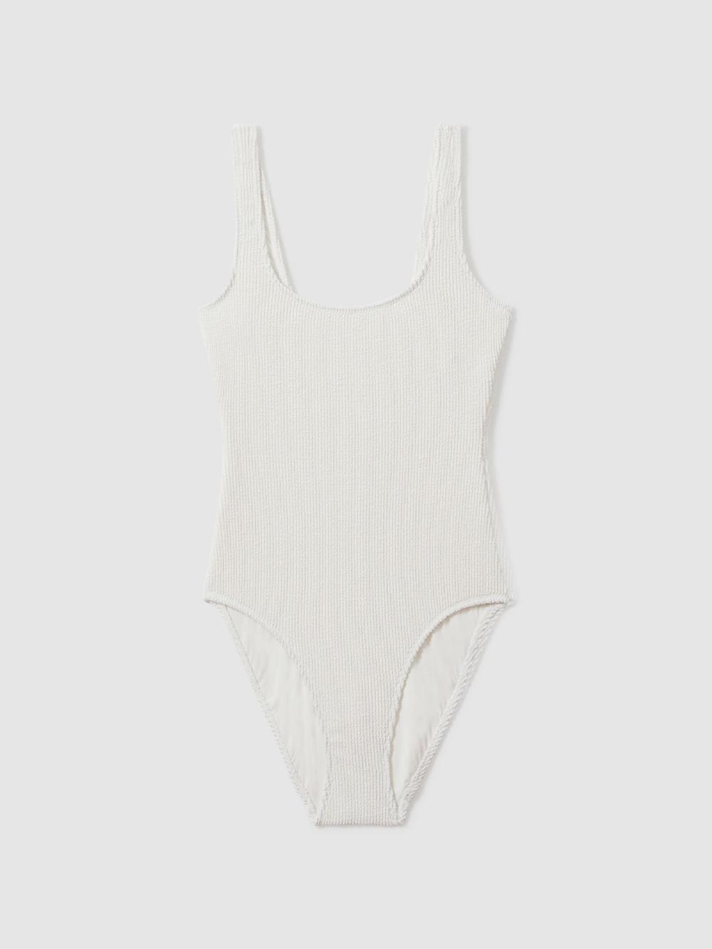 Reiss Good American Always Fits Textured Swimsuit In Cloud White
