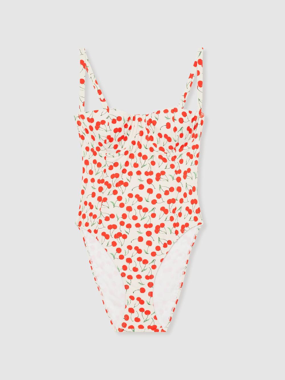 Reiss Good American Cherry-Print Swimsuit In Cherry
