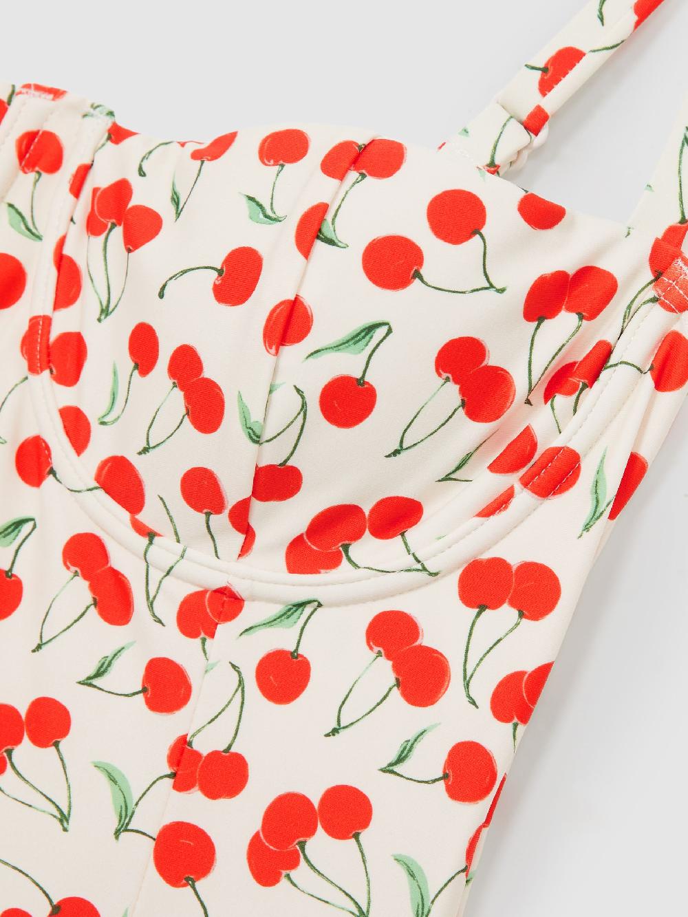 Reiss Good American Cherry-Print Swimsuit In Cherry