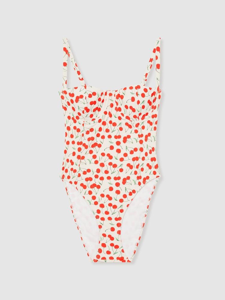reiss Good American Cherry-Print Swimsuit in Cherry