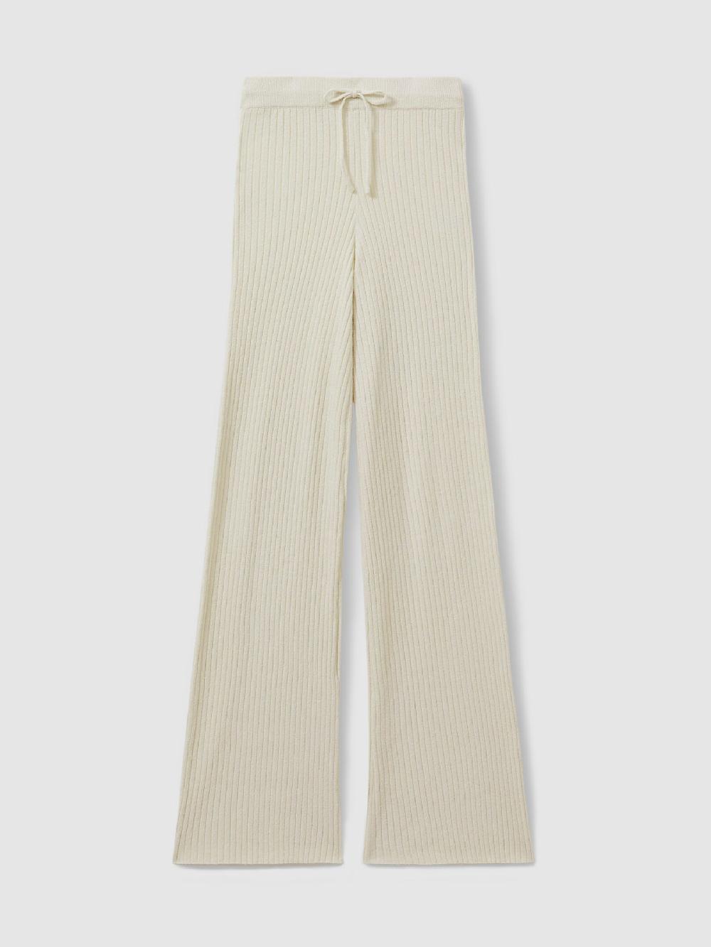 Reiss Good American Cloud White Ribbed Terry Lounge Trousers
