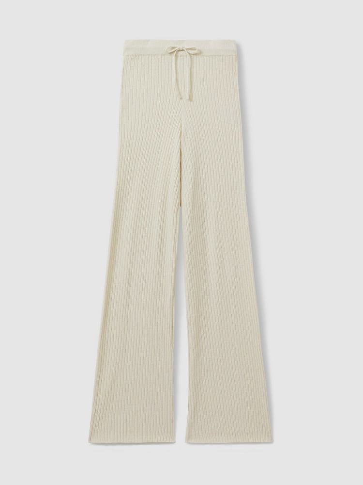 reiss Good American Cloud White Ribbed Terry Lounge Trousers
