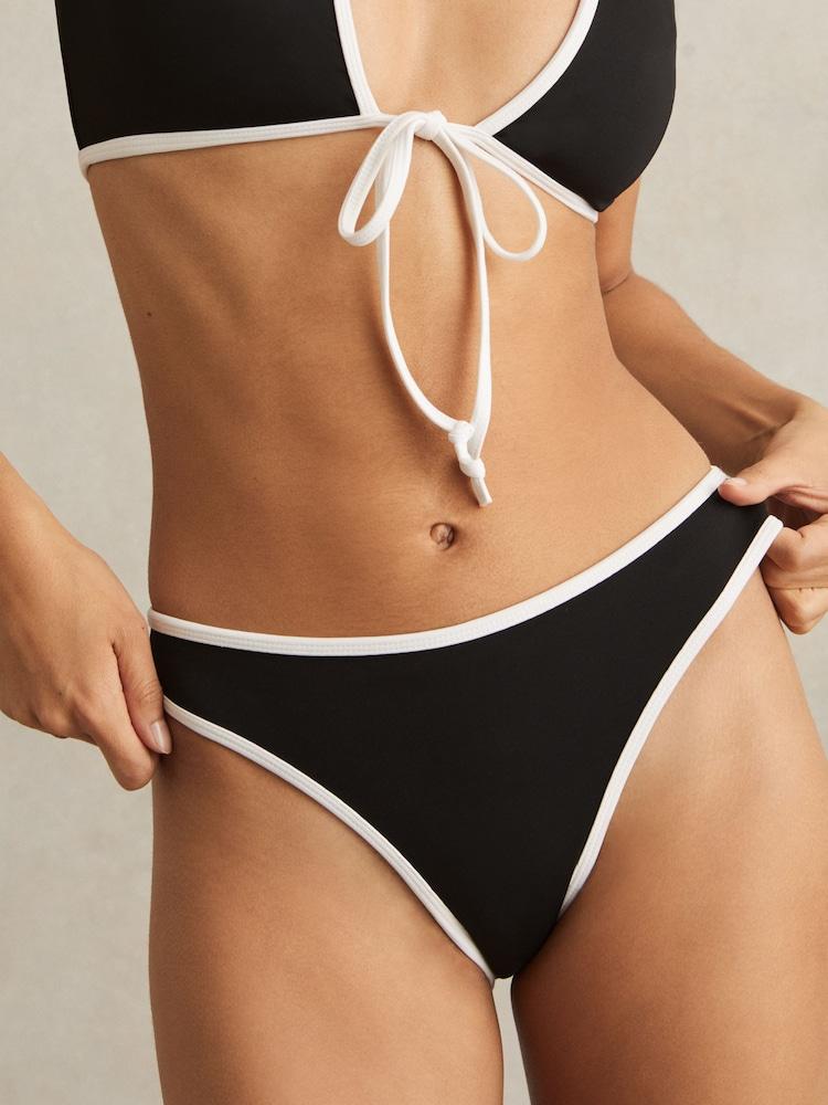 reiss Good American Contrast-Trim Bikini Bottoms in Black