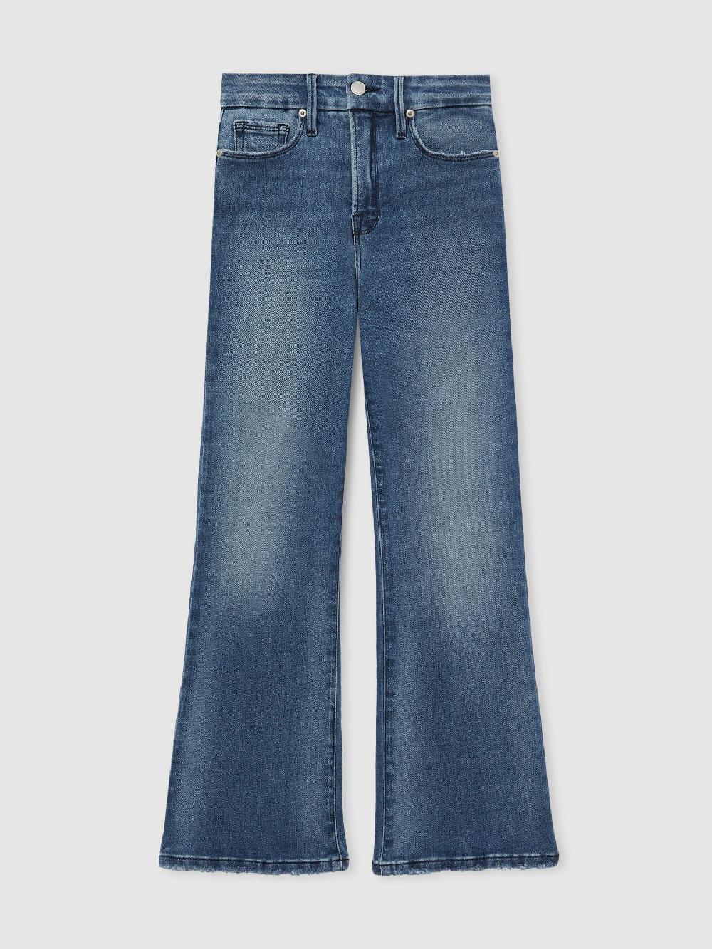Reiss Good American Cropped Bootcut Jeans In Indigo