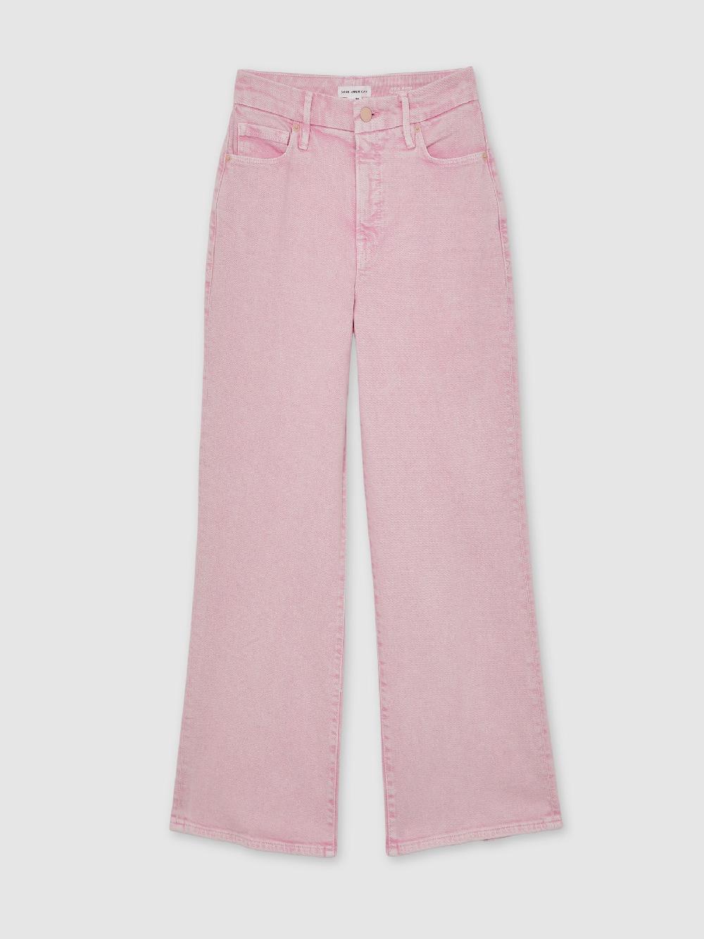Reiss Good American Cropped Palazzo Jeans In Rose Pink