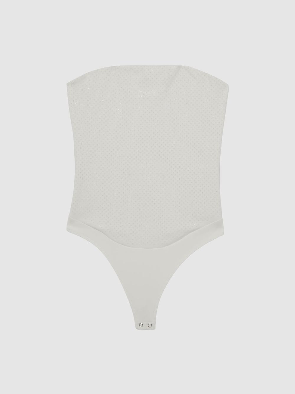 Reiss Good American Crystal Corset Bodysuit In White