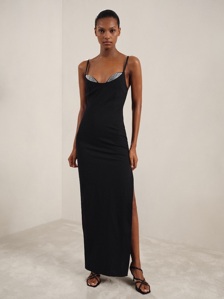 reiss Good American Crystal-Trim Maxi Dress in Black