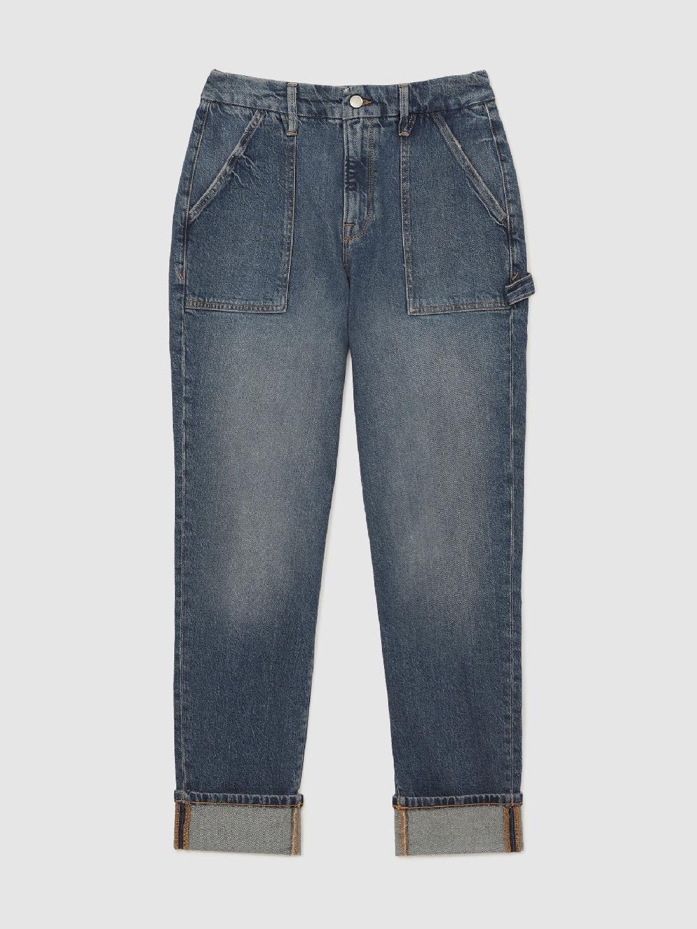 Reiss Good American Cuffed Straight-Leg Jeans In Indigo
