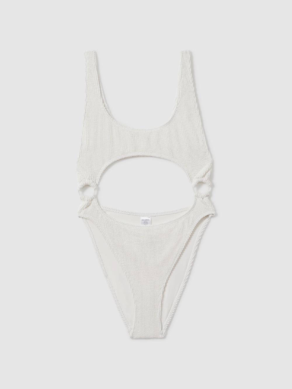Reiss Good American Cut-Out Swimsuit In Cloud White