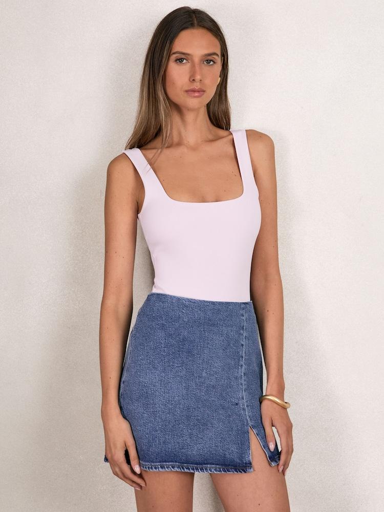 reiss Good American Denim Mini Skirt in Indigo Blue