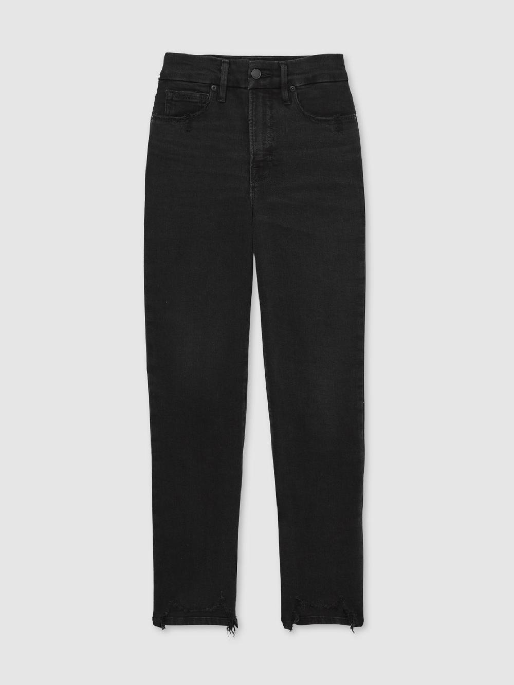 Reiss Good American Distressed-Hem Cropped Jeans In Black