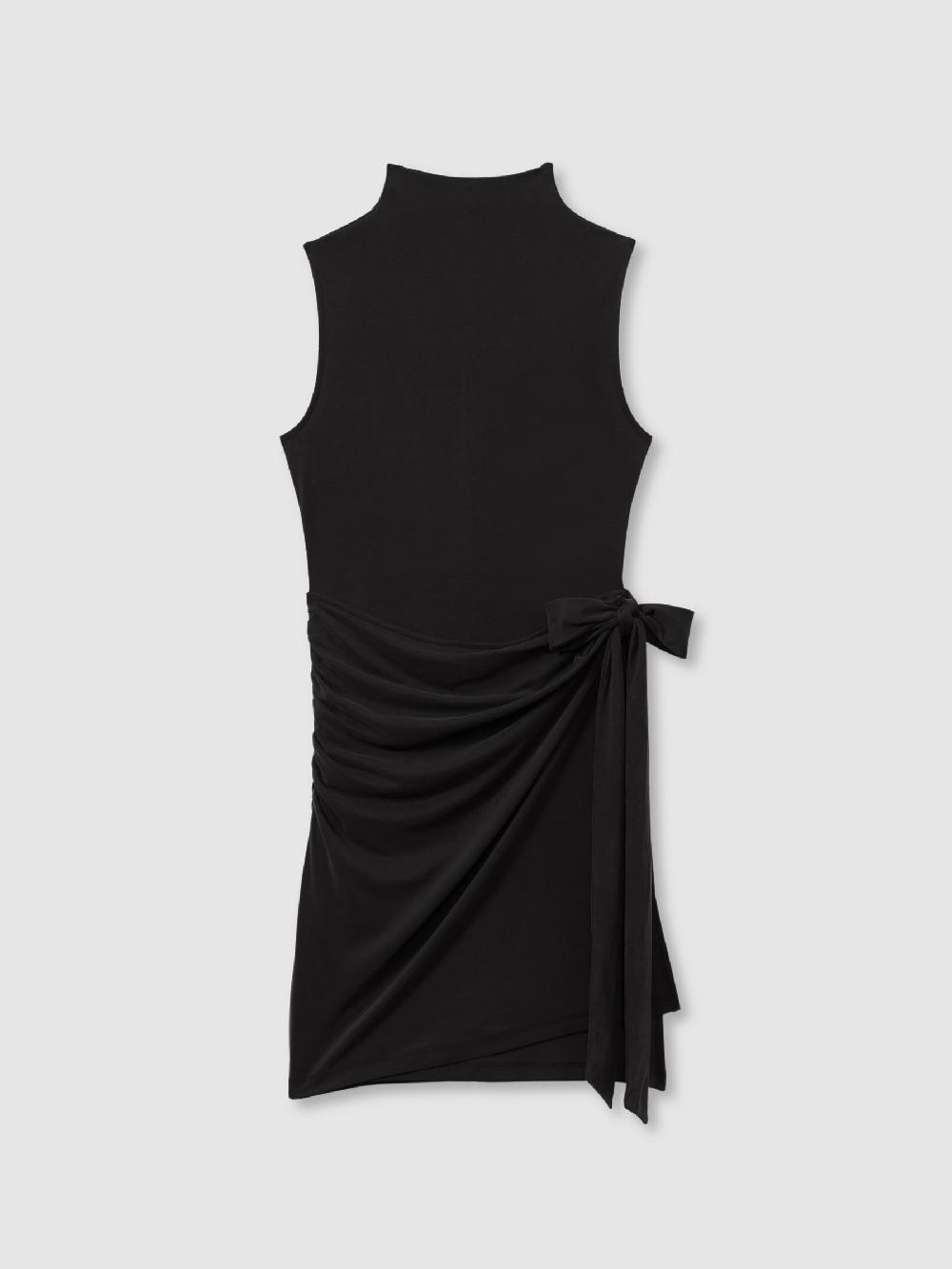 Reiss Good American Jersey Wrap Front Mini Dress In Black