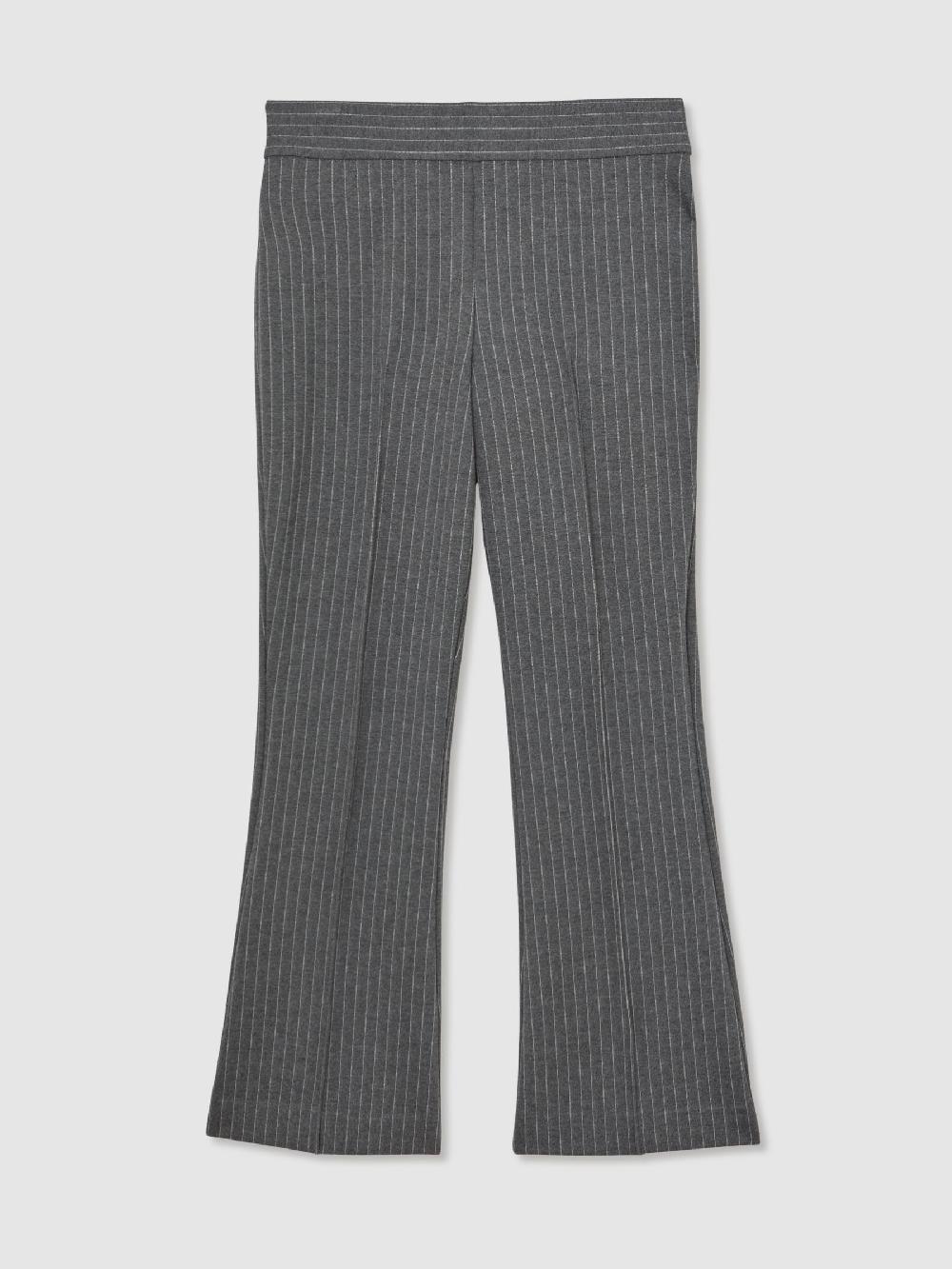 Reiss Good American Kick-Flare Trousers In Charcoal Grey