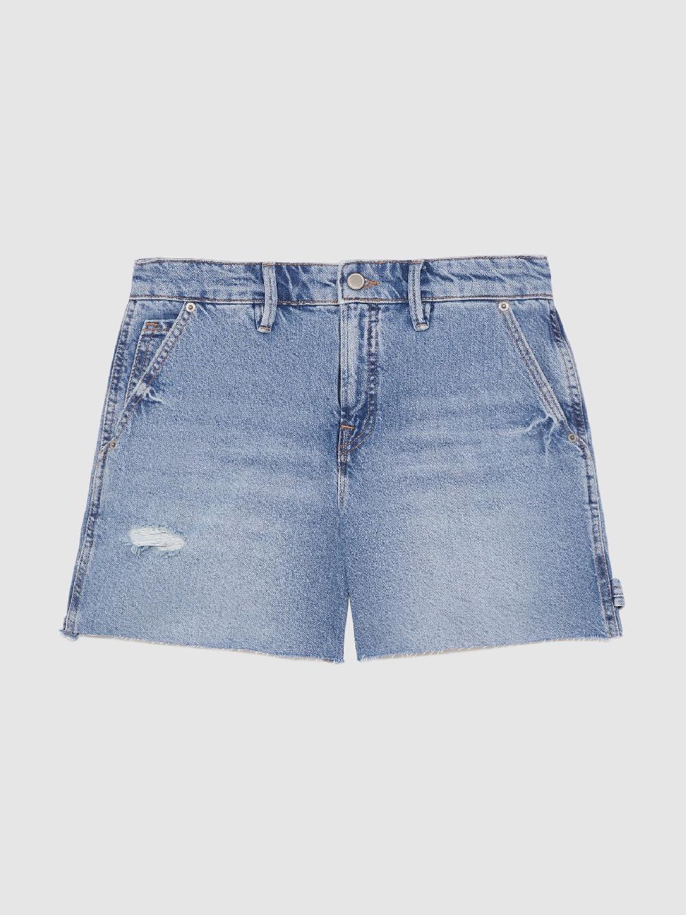 Reiss Good American Long Denim Shorts In Indigo Blue