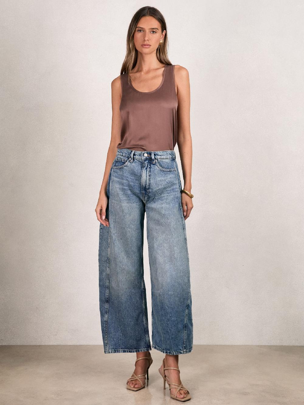 Reiss Good American Oversized Barrel Jeans In Indigo Blue