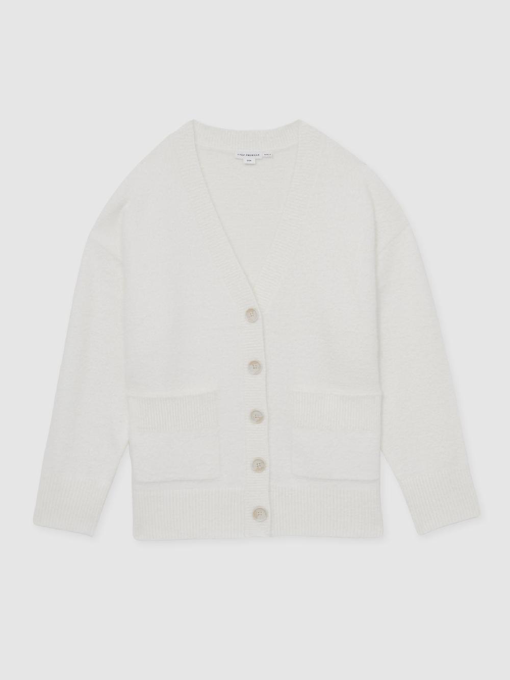 Reiss Good American Oversized Plush Cardigan In White