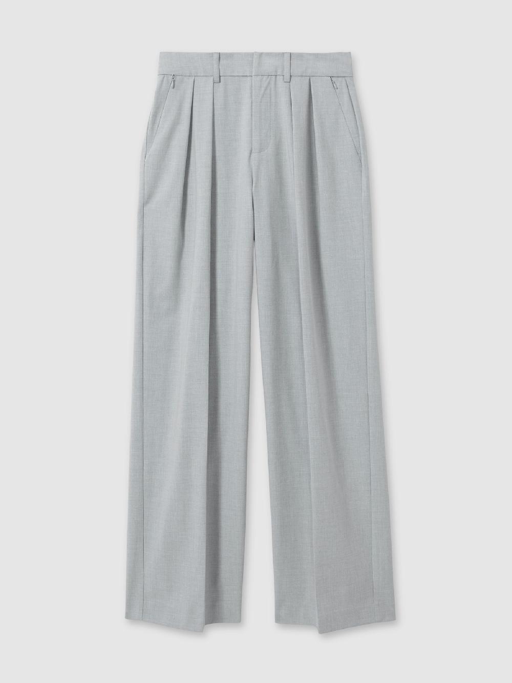 Reiss Good American Pleated Sharkskin Suit Trousers In Grey