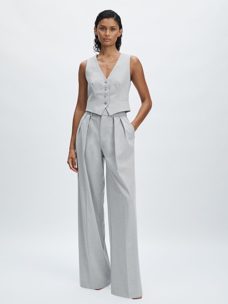 reiss Good American Pleated Sharkskin Suit Trousers in Grey