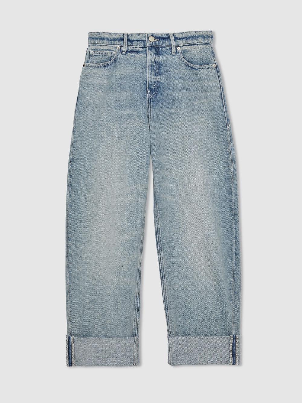 Reiss Good American Relaxed Barrel Jeans In Indigo Blue