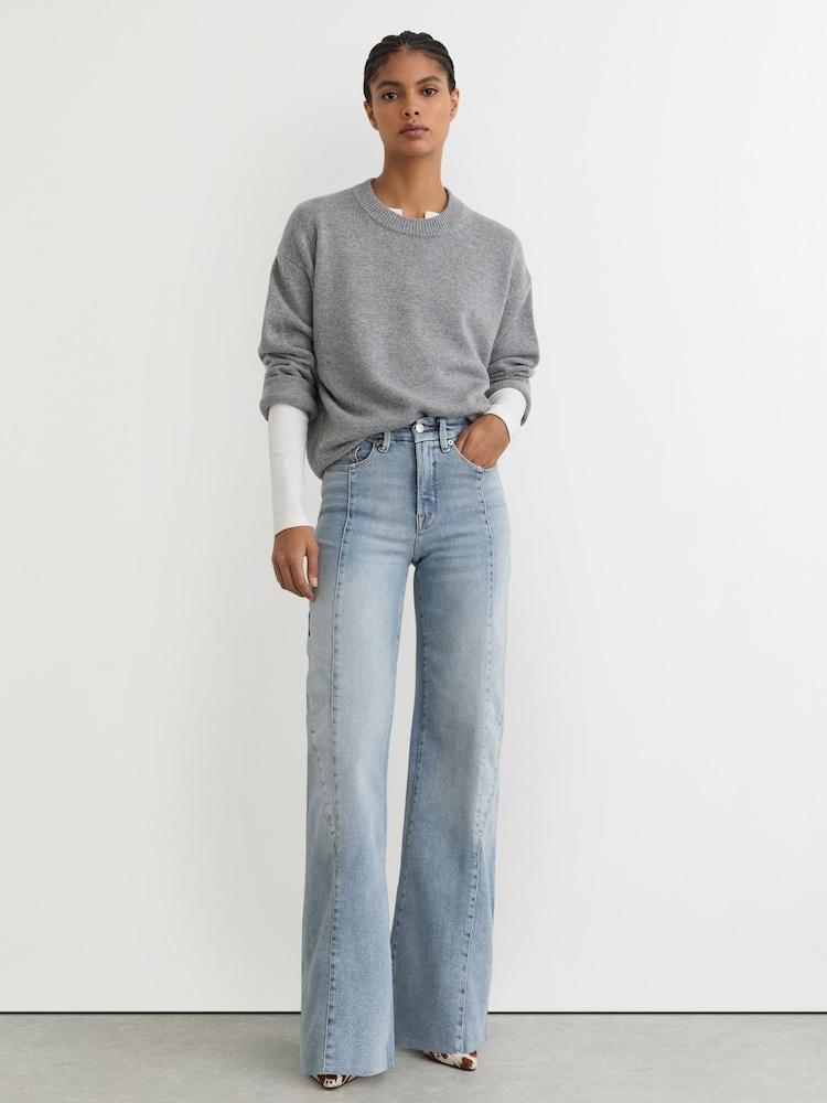reiss Good American Seam Wide-Leg Jeans in Indigo Blue