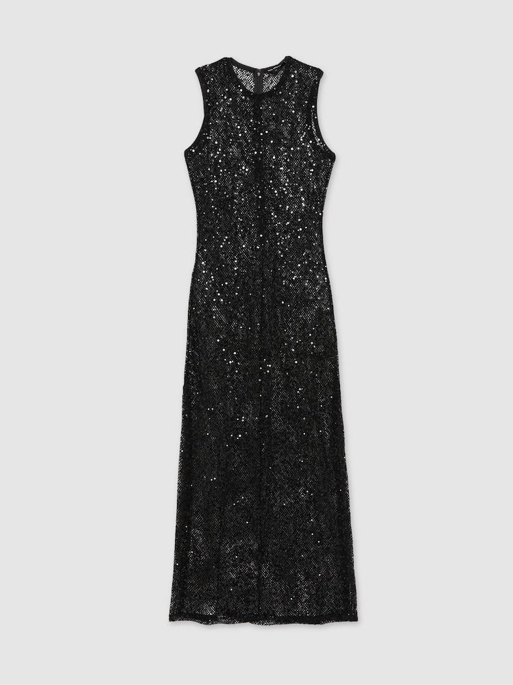 reiss Good American Sequin Crochet Beach Cover-Up Dress in Black