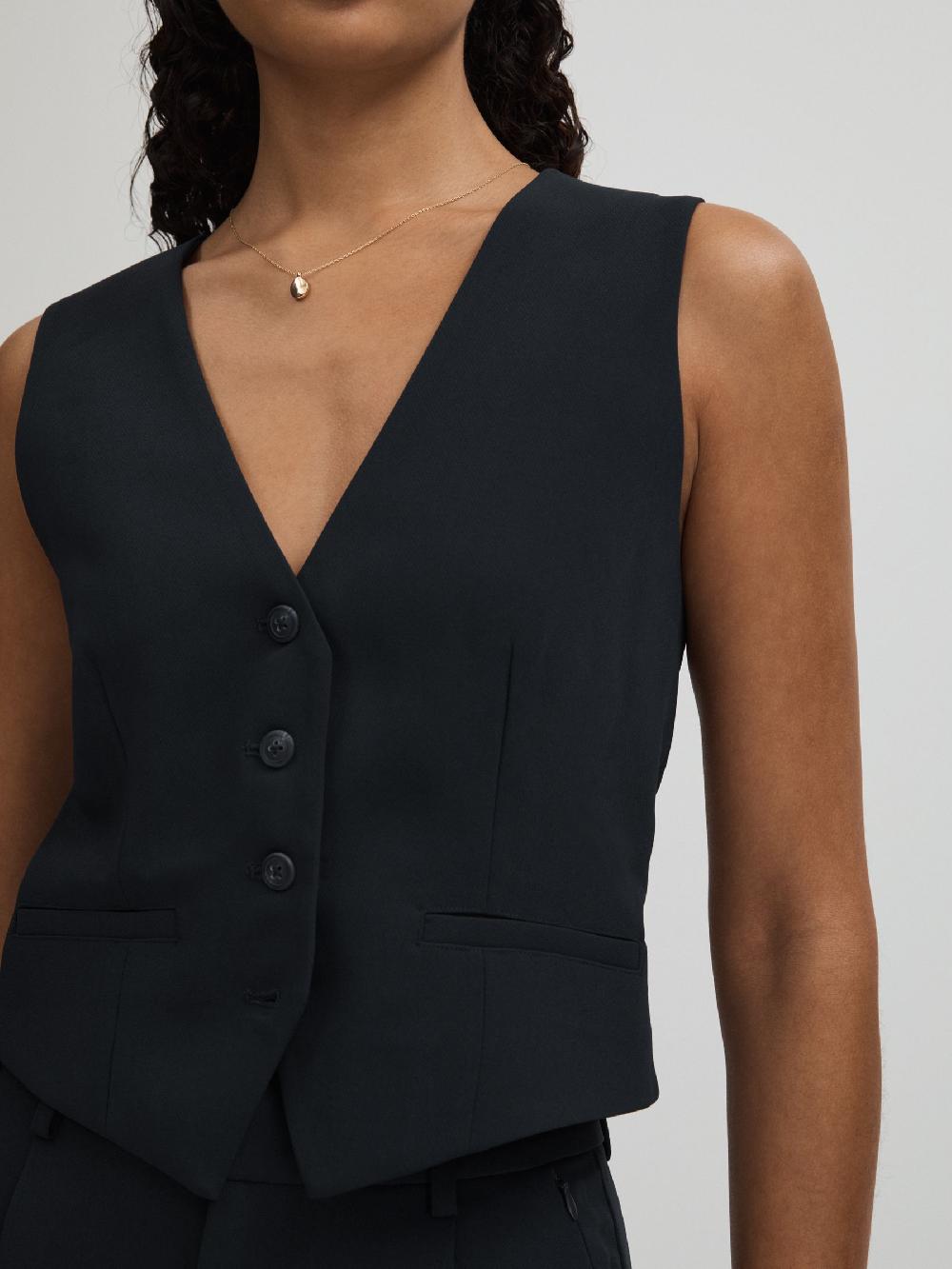 Reiss Good American Single Breasted Waistcoat In Navy