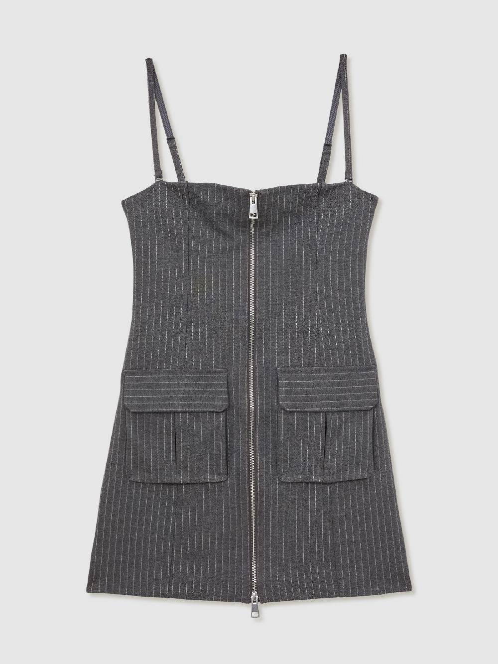 Reiss Good American Soft Stretch Ponte Mini Dress In Charcoal Grey