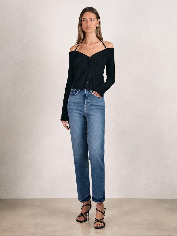 reiss Good American Straight Compression Jeans in Indigo Blue