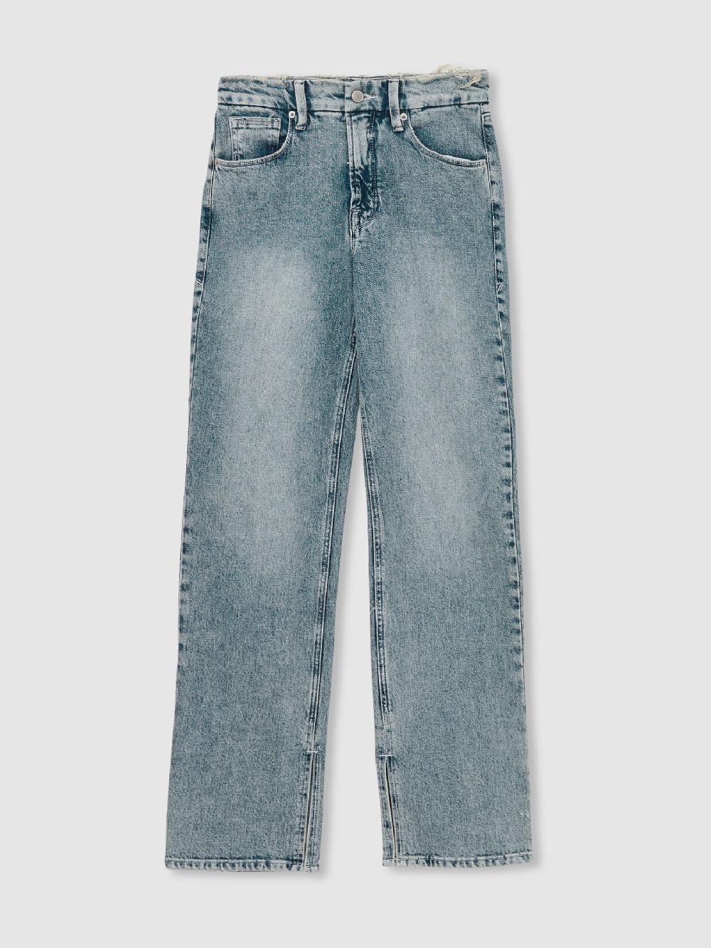 Reiss Good American Straight-Leg Slit-Hem Jeans In Light Indigo