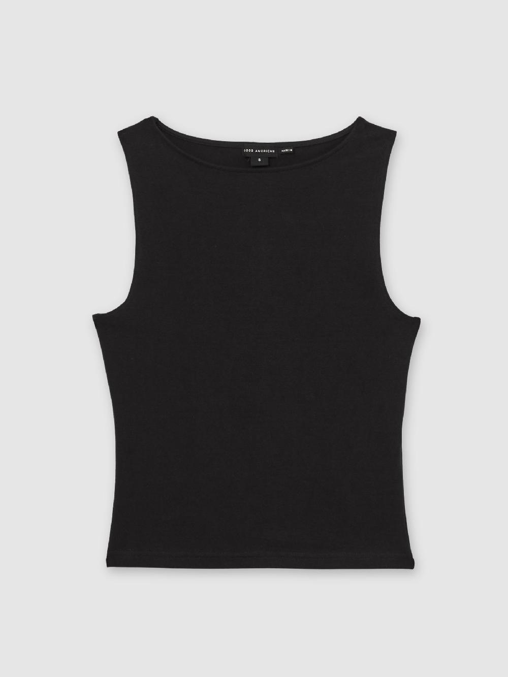 Reiss Good American Stretch Boat-Neck Vest In Black
