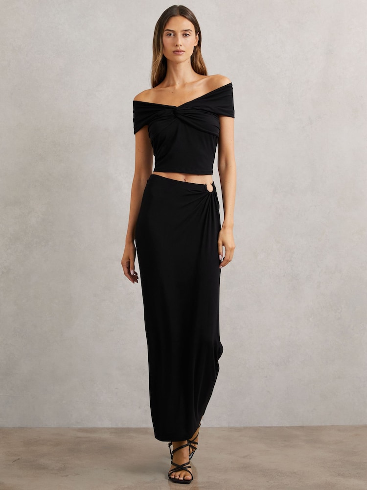reiss Good American Stretch Jersey Maxi Skirt in Black