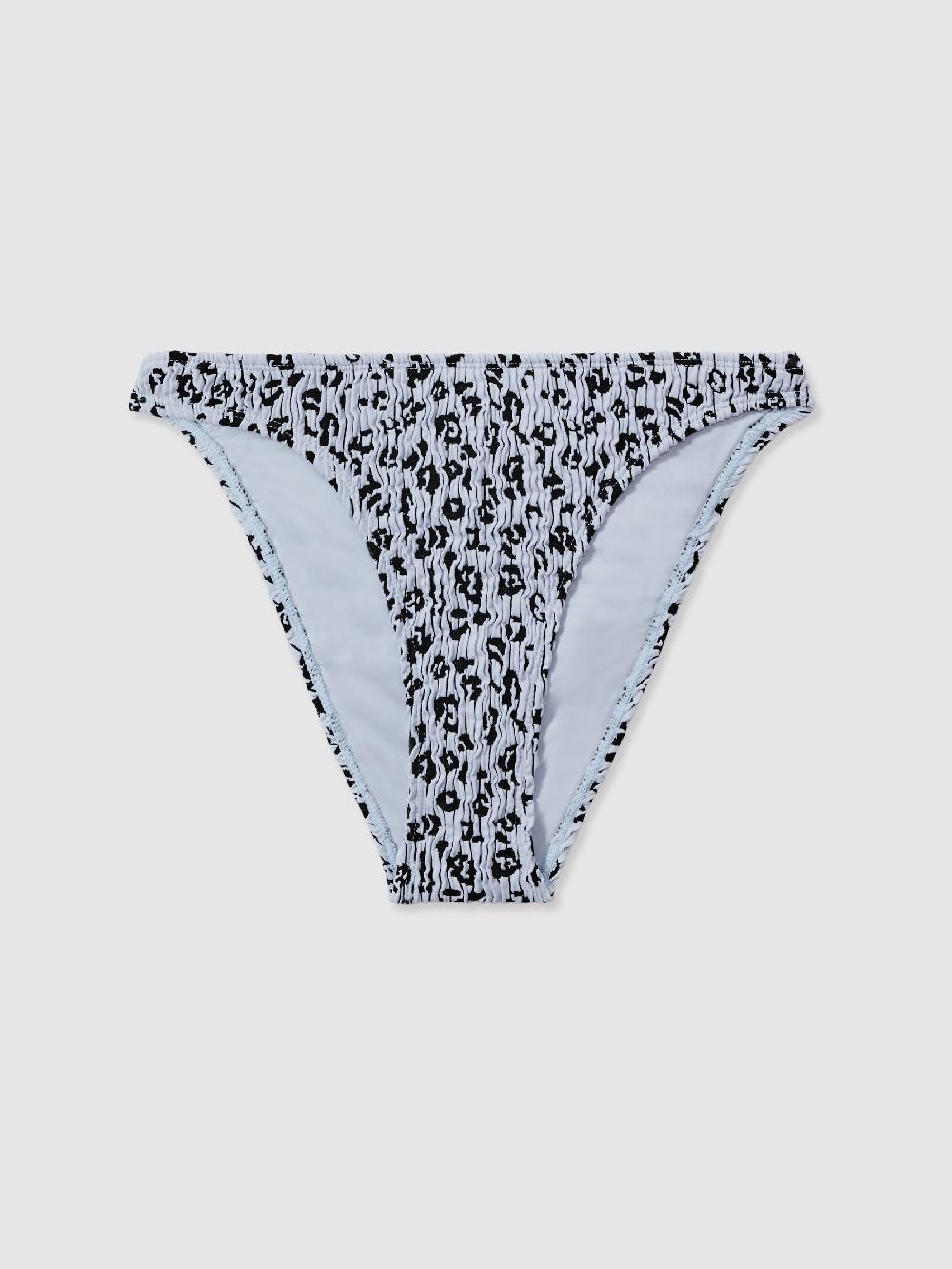 Reiss Good American Textured Leopard Print Bikini Bottoms In Blue Print