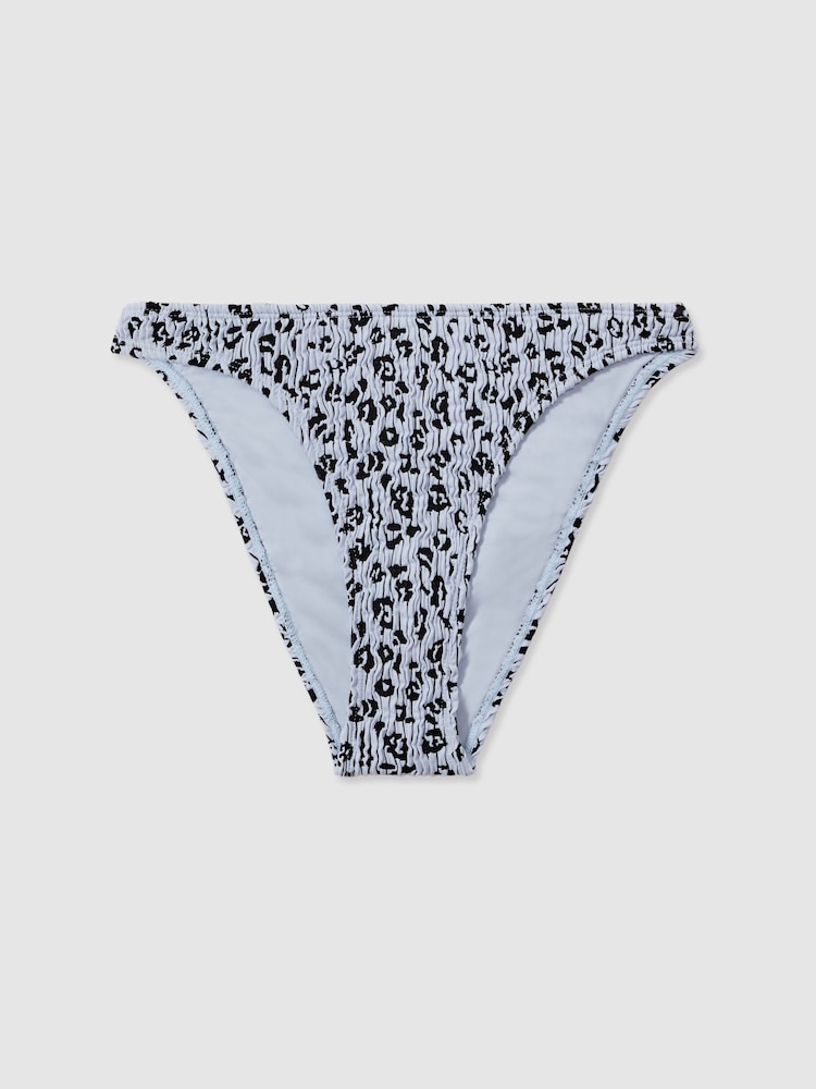 reiss Good American Textured Leopard Print Bikini Bottoms in Blue Print