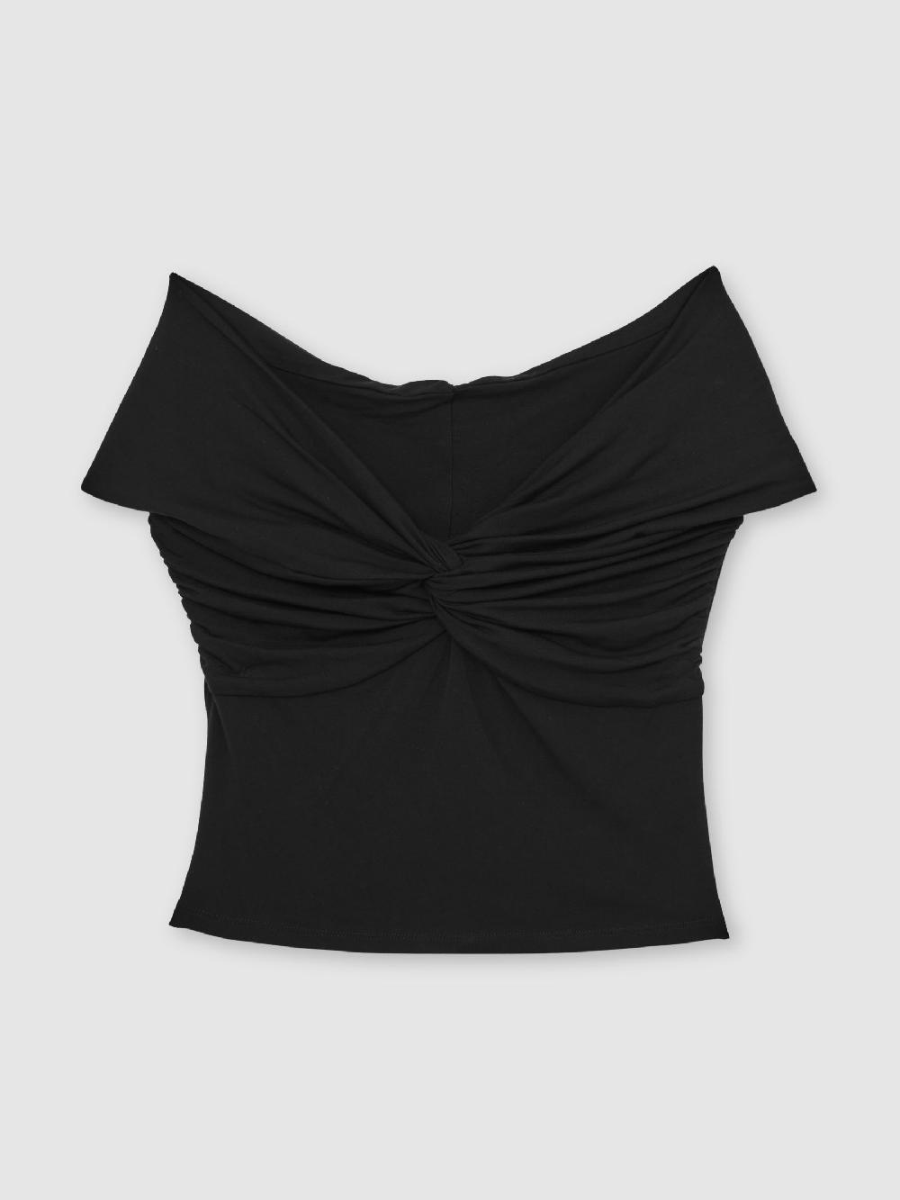 Reiss Good American Twist Off-Shoulder Top In Black