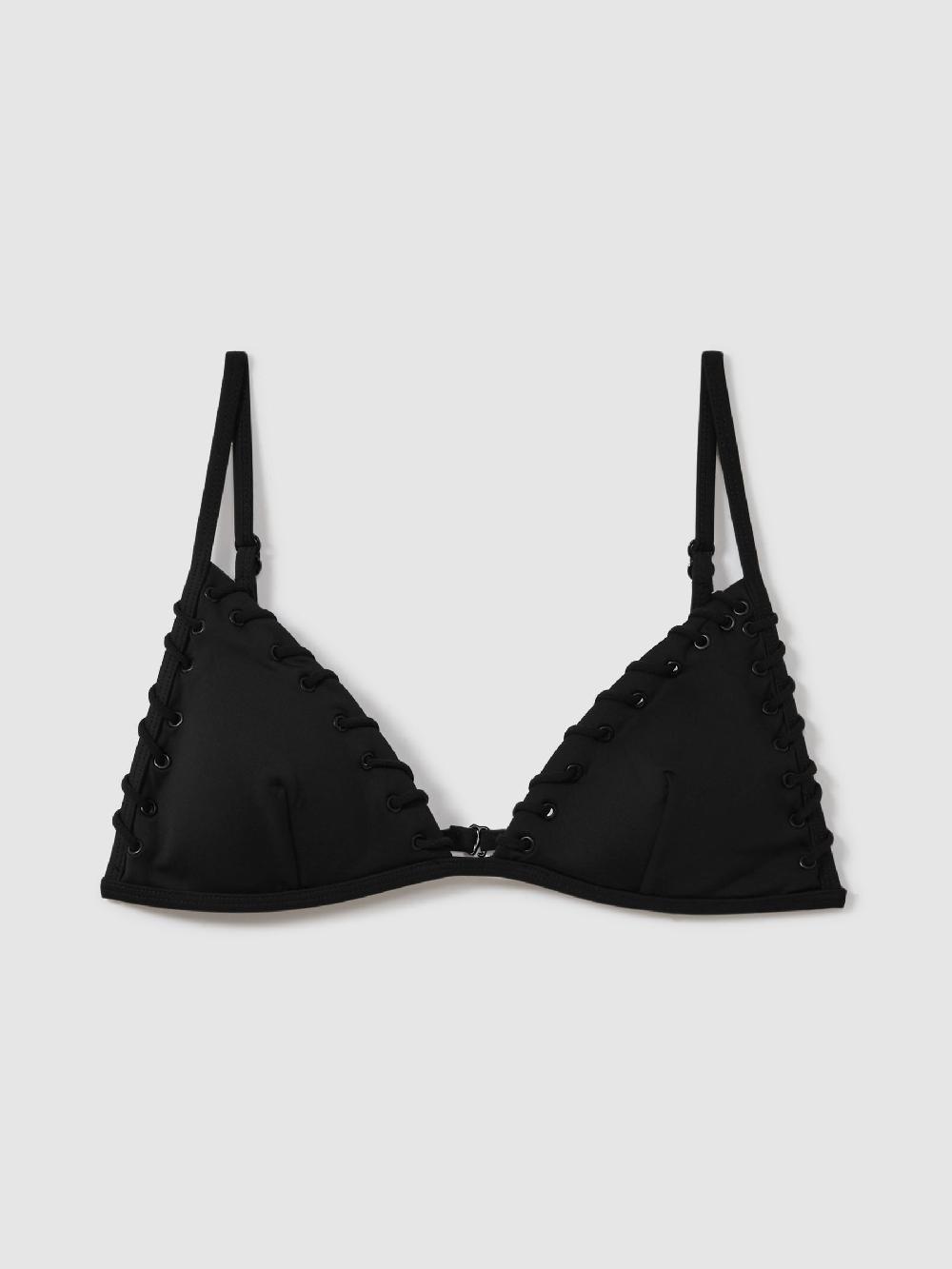 Reiss Good American Whip Stitch Triangle Bikini Top In Black