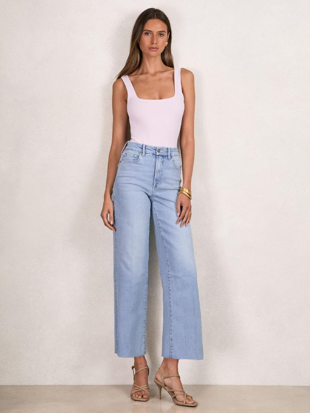 Reiss Good American Wide Compression Jeans In Indigo Blue
