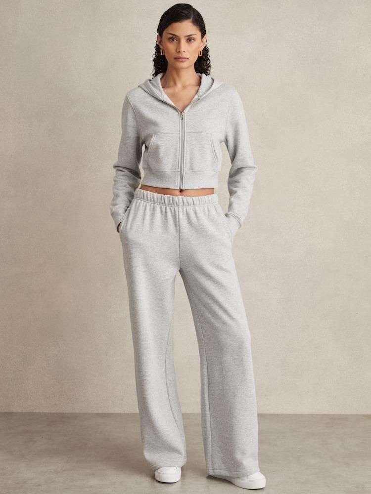 reiss Good American Wide-Leg Joggers in Heather Grey