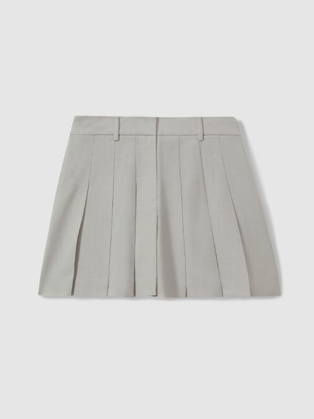 Reiss Hallie Heather Grey Anna Quan Pleated Mini Skirt