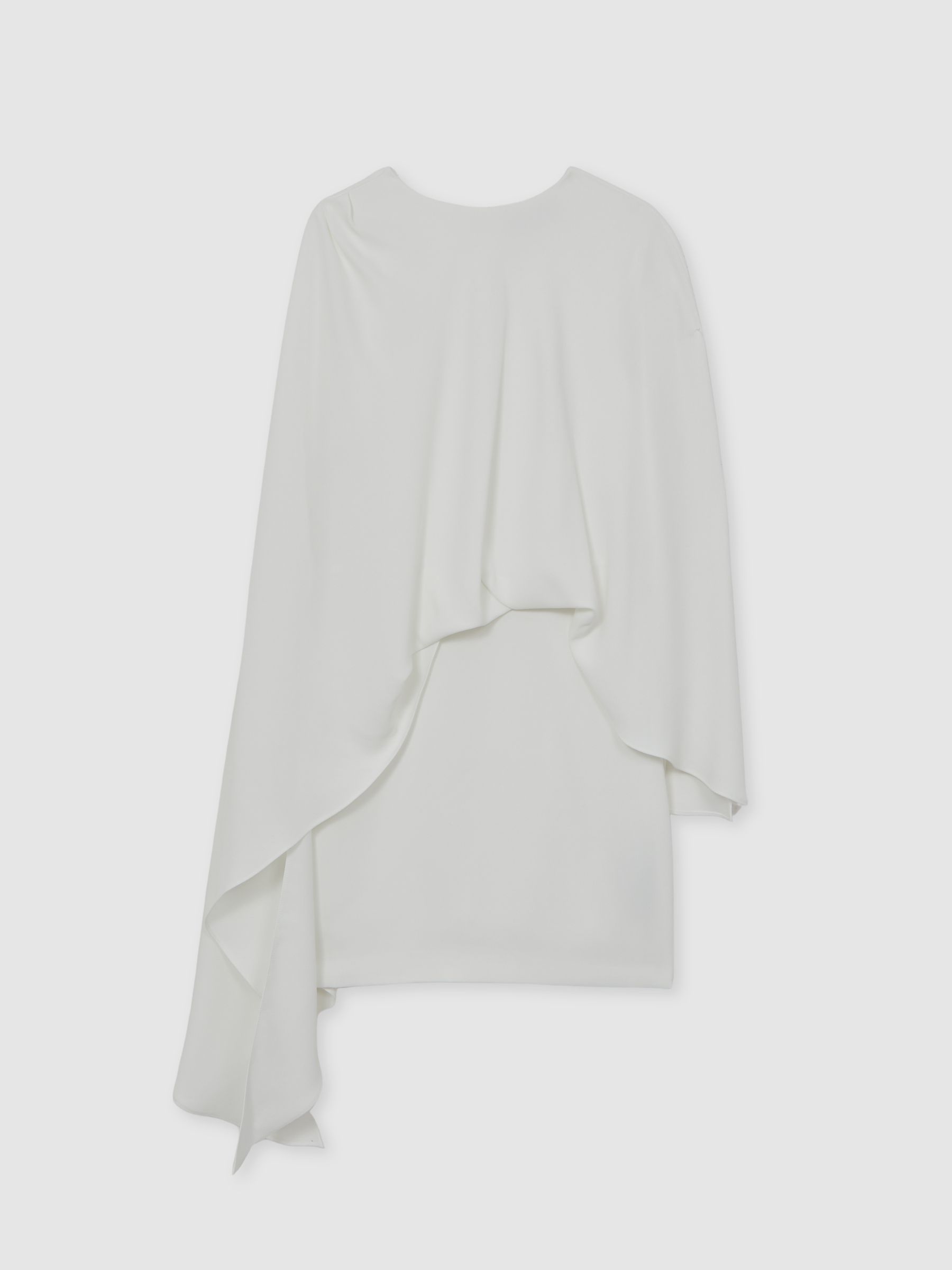 Reiss Halston Mini Ivory Asymmetric Cape Dress In Ivory